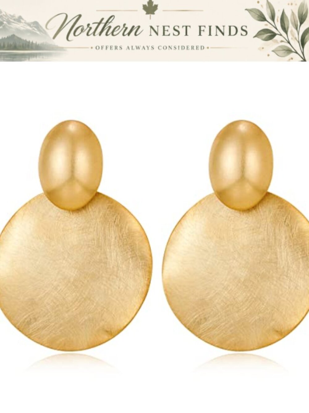 Large Hammered Gold Plated Dangle Drop Earrings Statement Women